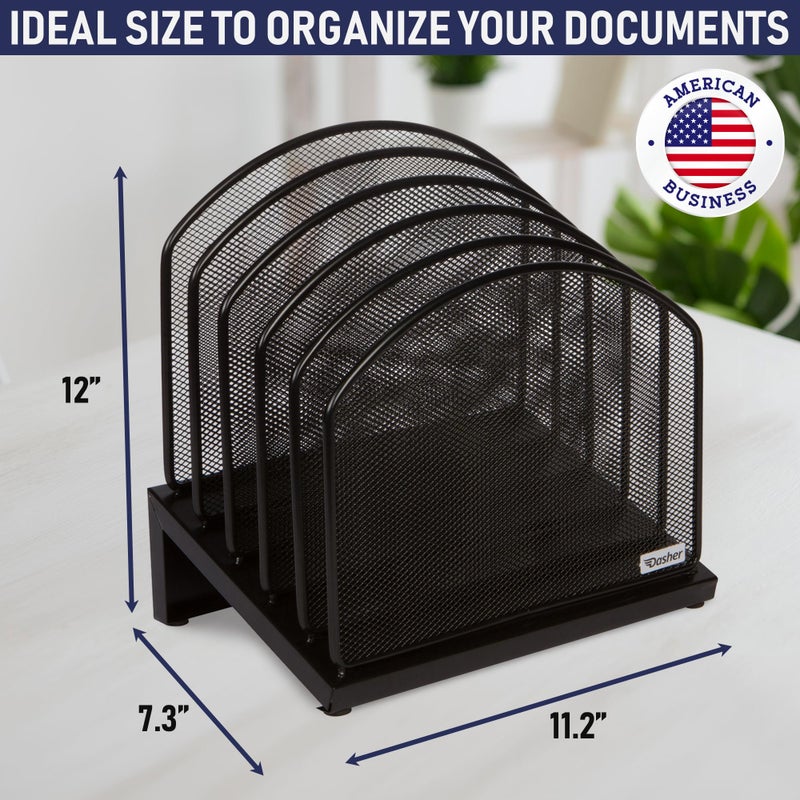 Dasher Products Inclined File Sorter Desk Organizer - File Rack with 5 Upright Sections for Documents, Binders, Folders, Clipboards, and More. Desktop Organization for Home, Office, School, and Store - Image 3
